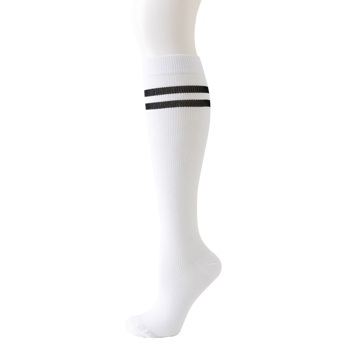 Striped Knee High Compression Socks(6 Pairs) - White - L/XL - image 7