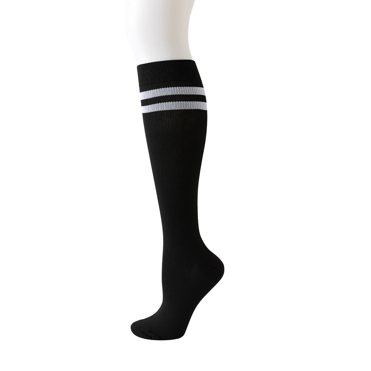 Striped Knee High Compression Socks(6 Pairs) - Black - L/XL - image 2