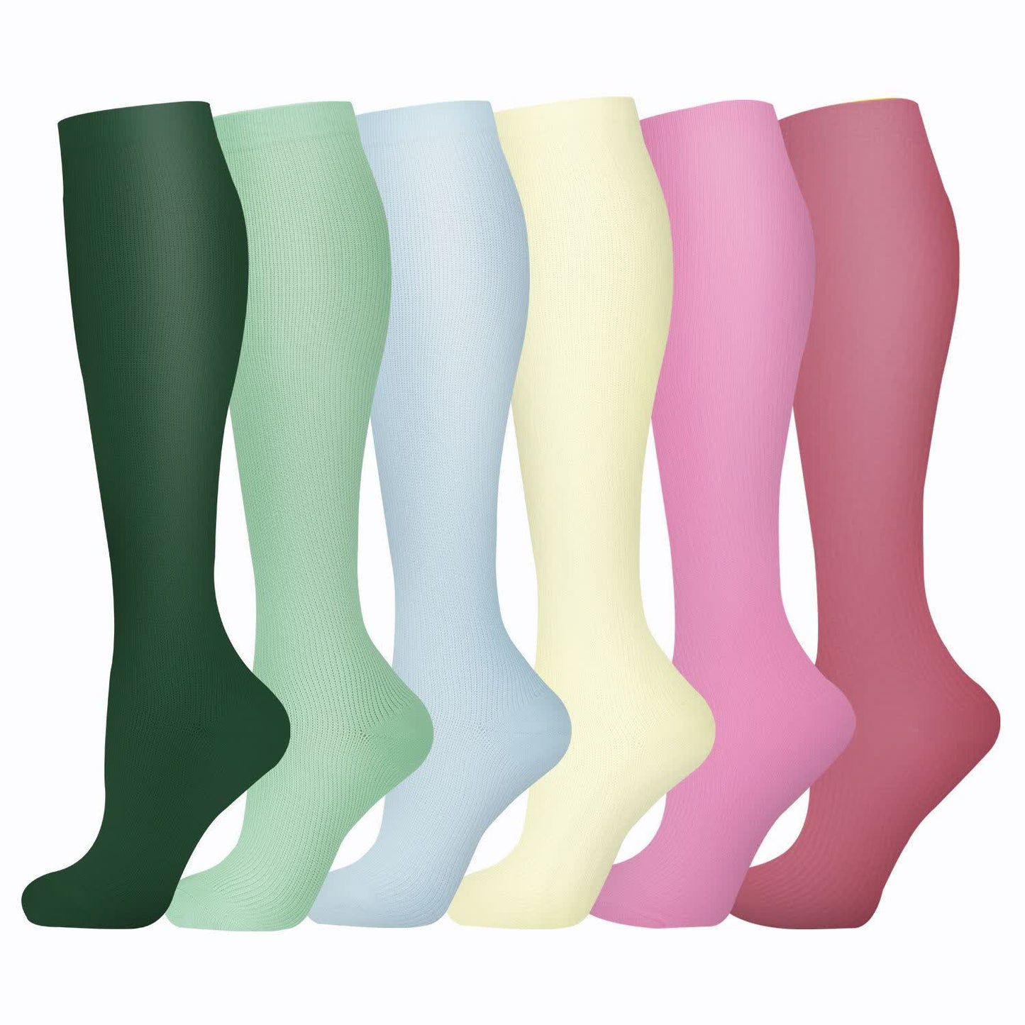 Bright Solid Color Compression Socks(6 Pairs) - Multicolor - S/M - image 1