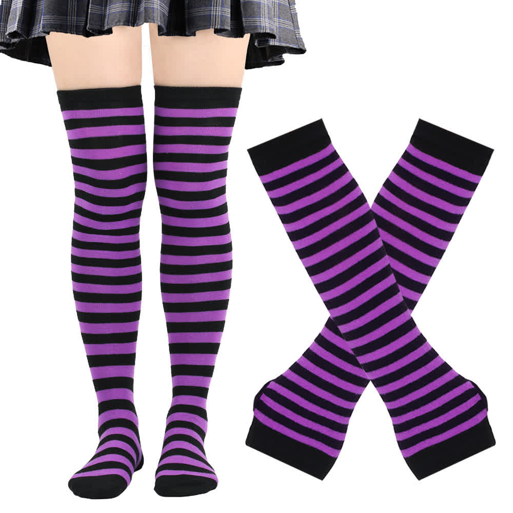 Purple Series Gloves Thigh High Socks Set - Purple - A - One Size - image 1
