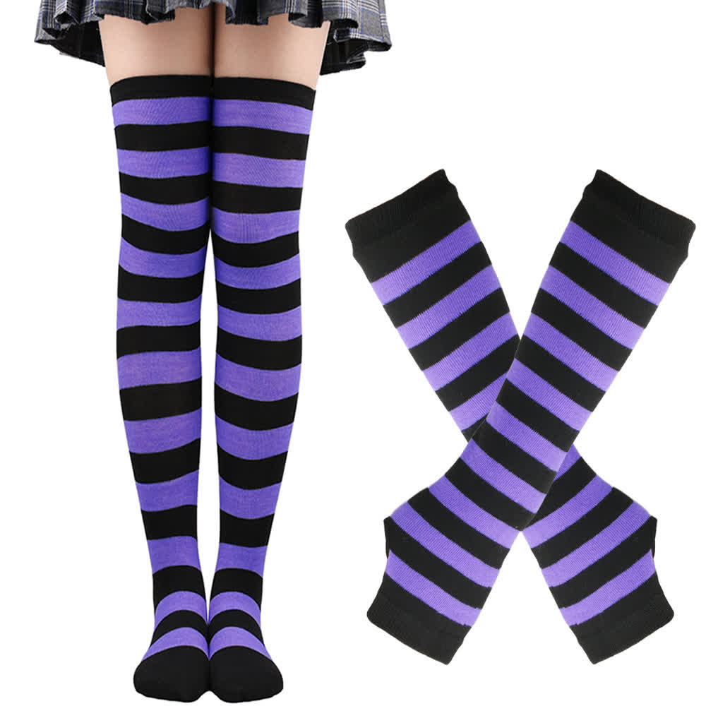 Purple Series Gloves Thigh High Socks Set - Purple - B - One Size - image 2