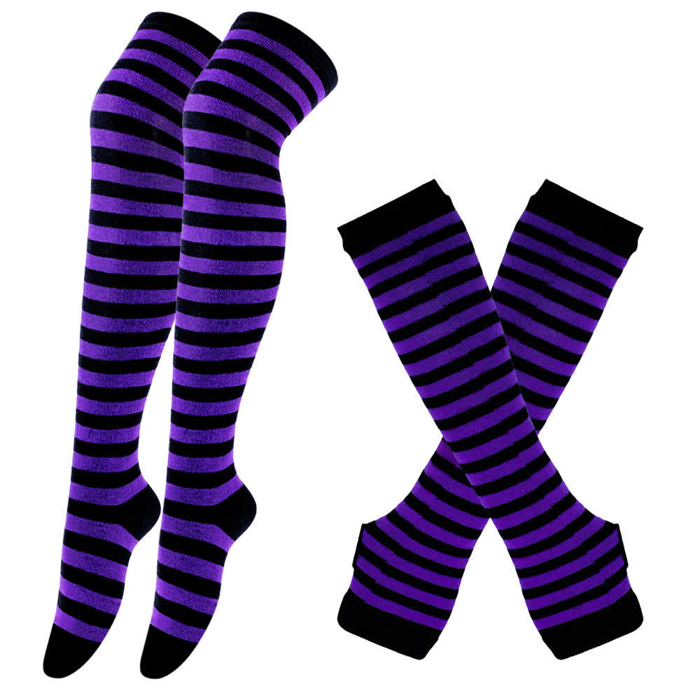 Purple Series Gloves Thigh High Socks Set - Purple - C - One Size - image 3