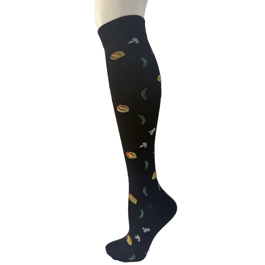 Black White Floral Knee High Compression Socks(6 Pairs) - B - S/M - image 2