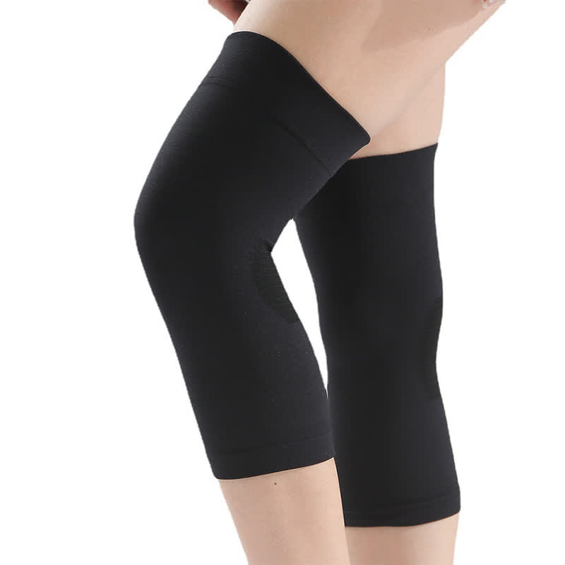 High Elastic Sports Fitness Knee Sleeves - Black - 2XL - image 4