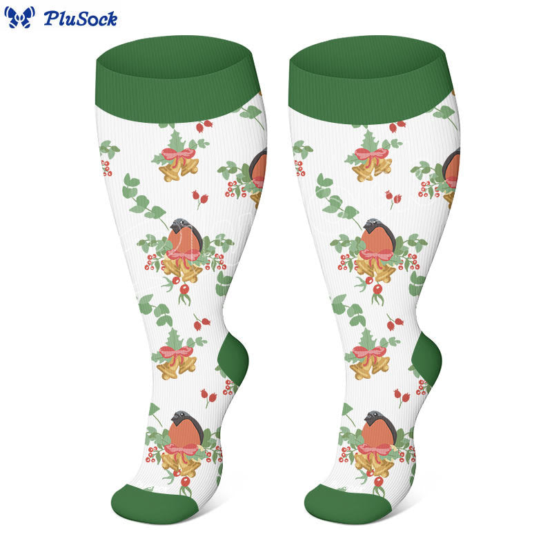 Plus Size Christmas Birds Compression Socks(3 Pairs) - image 2