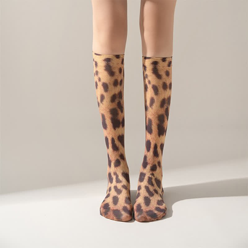Wild Leopard Camouflage Print Knee High Socks(5 Pairs) - image 3