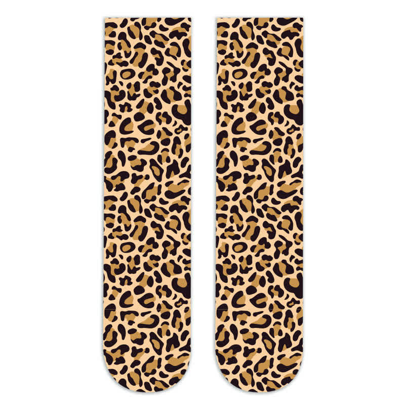 Wild Leopard Camouflage Print Knee High Socks(5 Pairs) - A - EU36-42(US3-8.5) - image 2