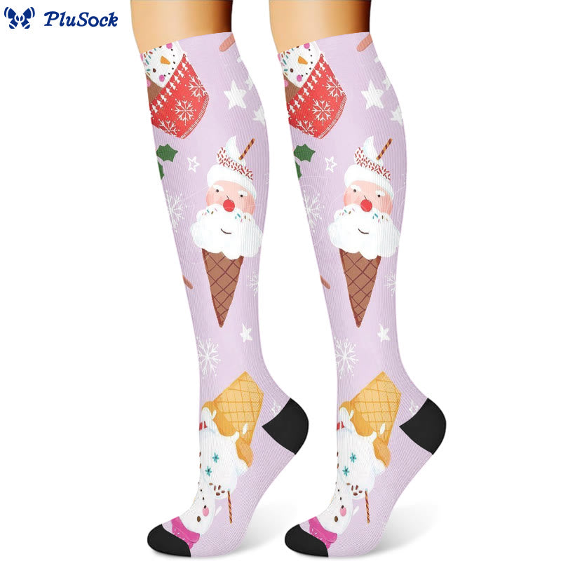 Christmas Snowman Unicorn Compression Socks(3 Pairs) - image 2