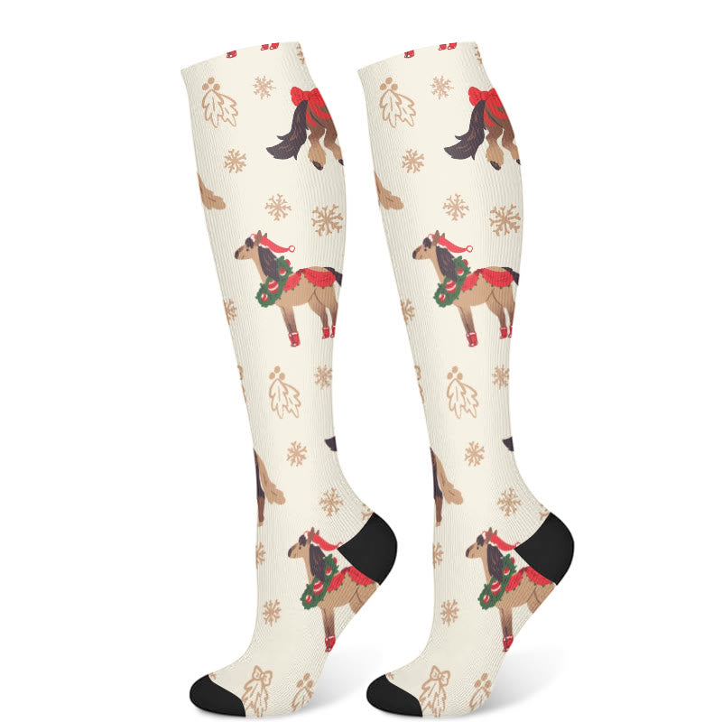 Christmas Snowman Unicorn Compression Socks(3 Pairs) - Beige(1 Pair) - S/M - image 6