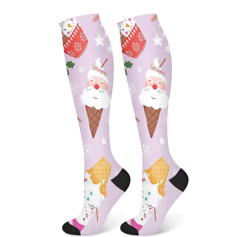 Christmas Snowman Unicorn Compression Socks(3 Pairs) - Purple(1 Pair) - S/M - image 5