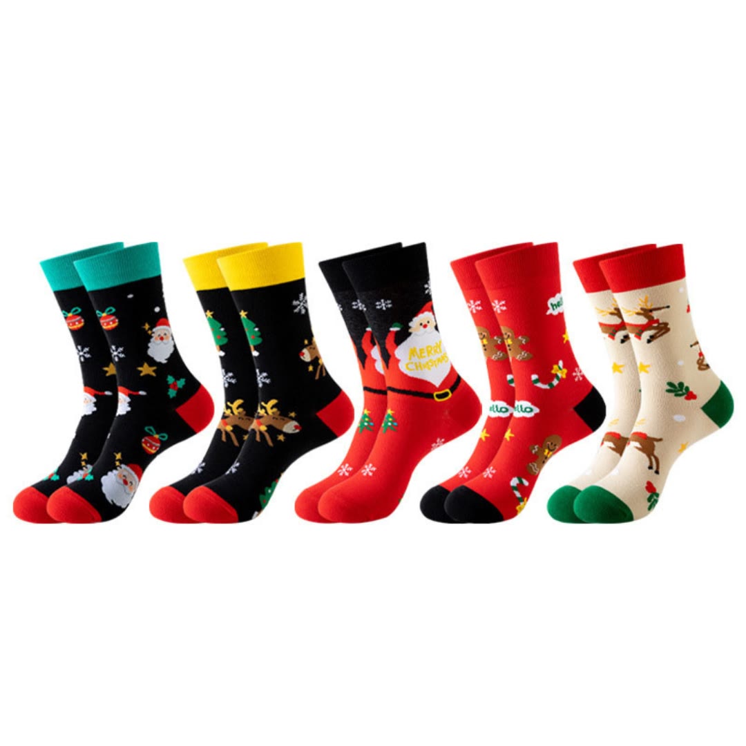 Plus Size Christmas Pattern Quarter Socks(3 Pairs) - Multicolor A - EU37-44(US4-10) - image 15