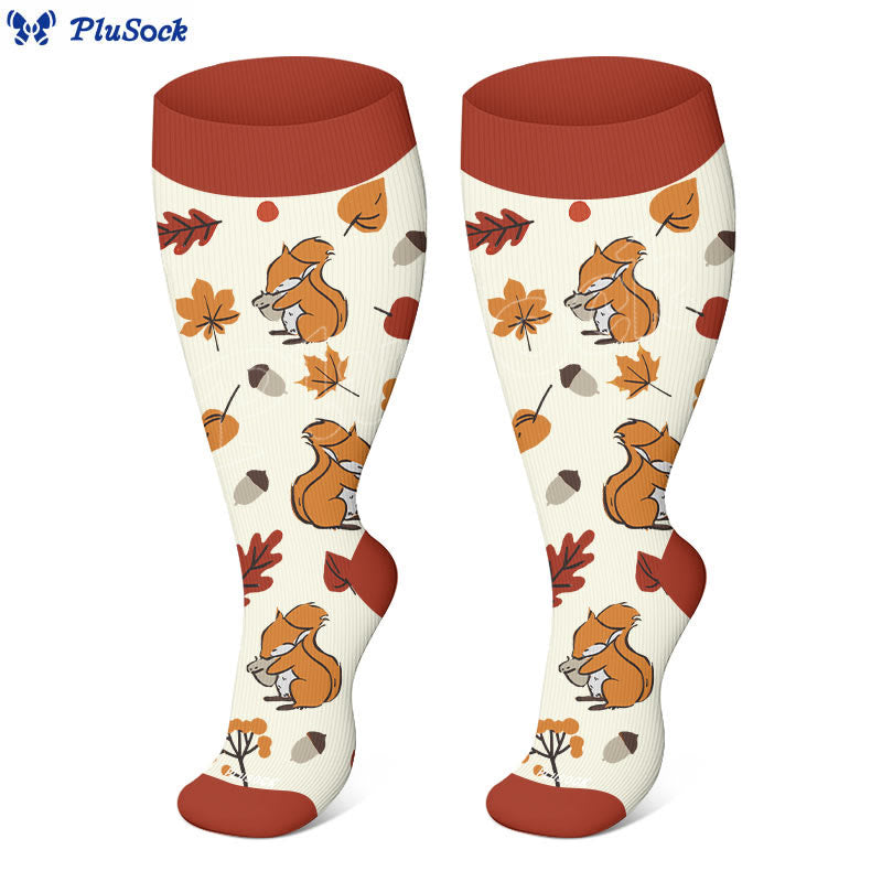 Plus Size Autumn Hedgehog Compression Socks(3 Pairs) - image 2