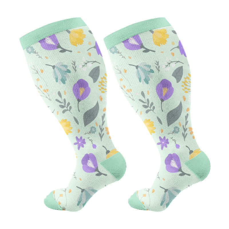 Plus Size Garden Poise Compression Socks(3 Pairs) - Light Green(1 Pair) - 4XL - image 6