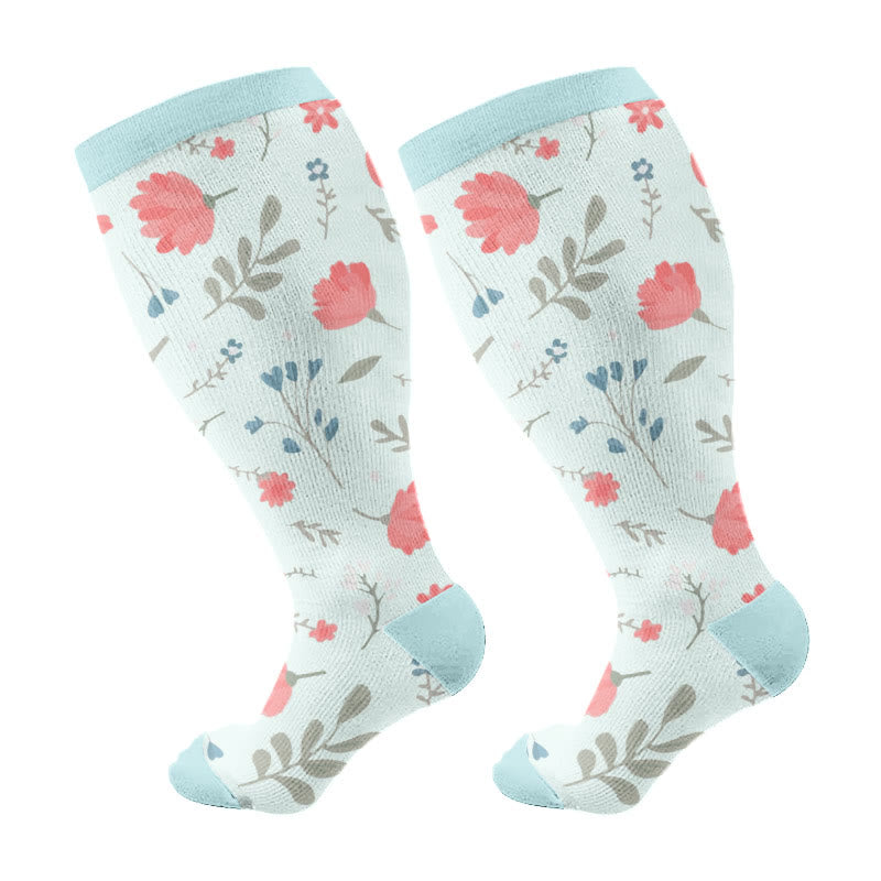 Plus Size Garden Poise Compression Socks(3 Pairs) - Blue(1 Pair) - 4XL - image 7