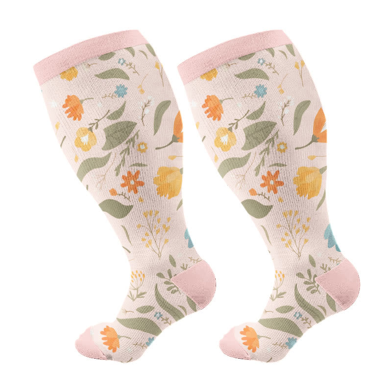 Plus Size Garden Poise Compression Socks(3 Pairs) - Pink(1 Pair) - 4XL - image 5