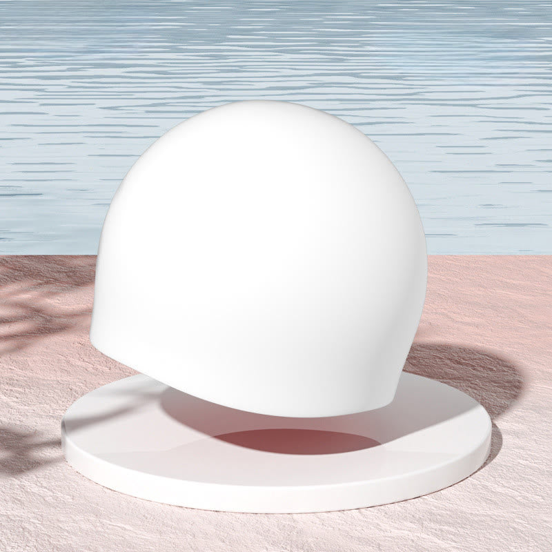 High Elasticity Solid Color Swim Cap - White - One Size - image 3