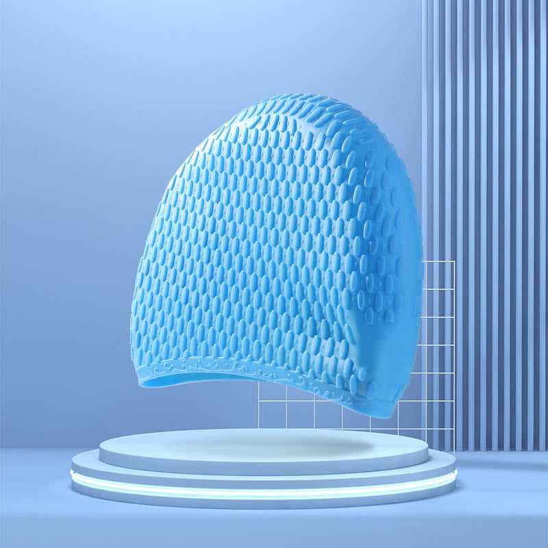 Teardrop Shape Swim Cap - Blue - One Size - image 7