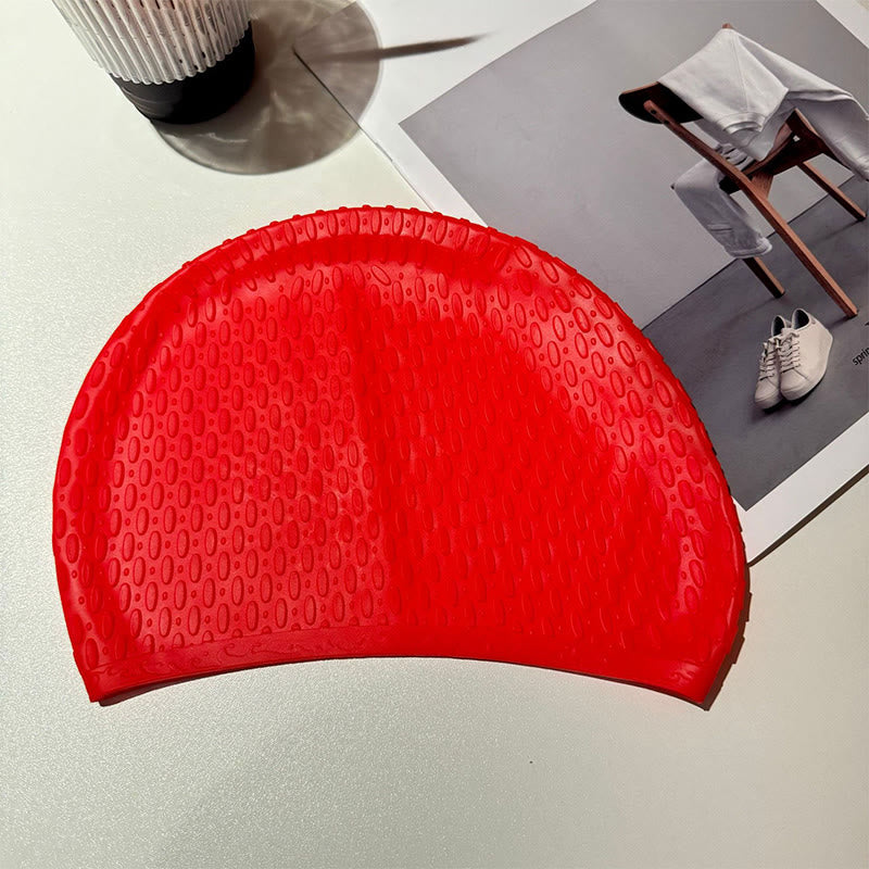 Teardrop Shape Swim Cap - Red - One Size - image 8