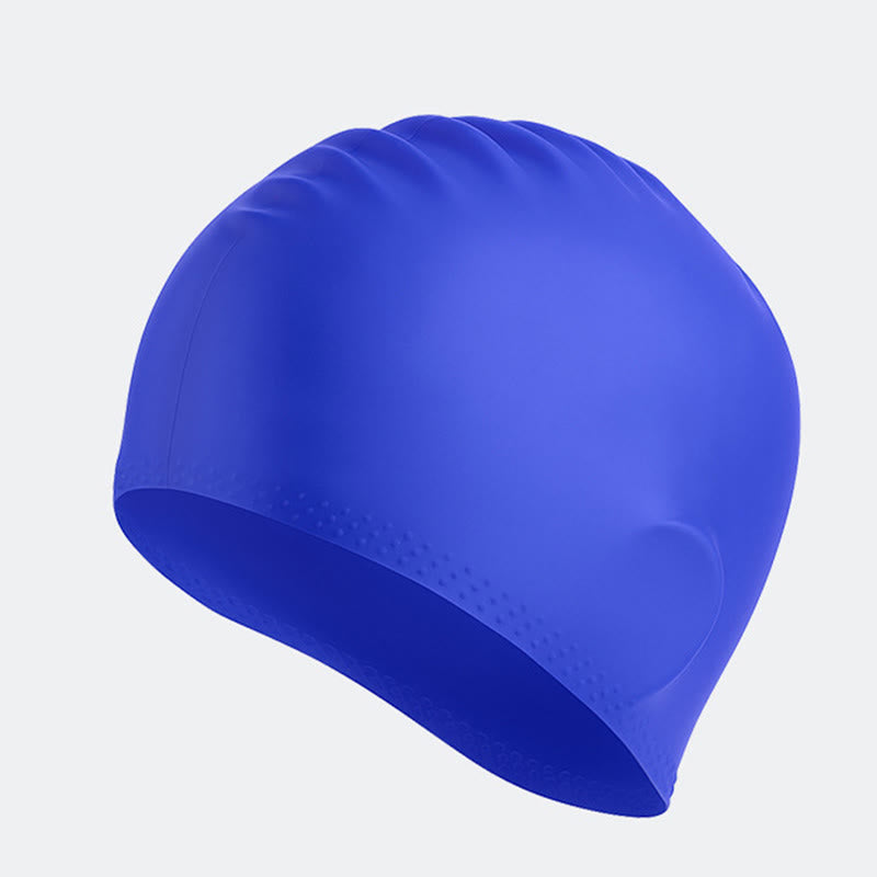 Solid Color Anti Slip Swim Cap - Navy Blue - One Size - image 7