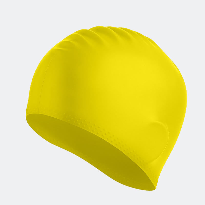 Solid Color Anti Slip Swim Cap - Yellow - One Size - image 11