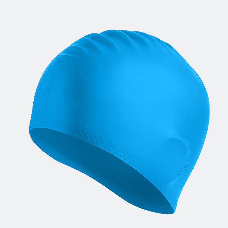 Solid Color Anti Slip Swim Cap - Blue - One Size - image 8