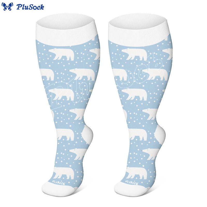 Plus Size Cute Bear Santa Claus Compression Socks(3 Pairs) - image 3