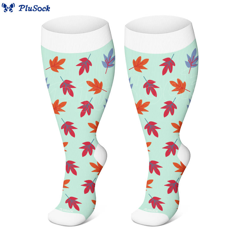 Plus Size Maple Leaf Butterfly Bear Compression Socks(3 Pairs) - image 11