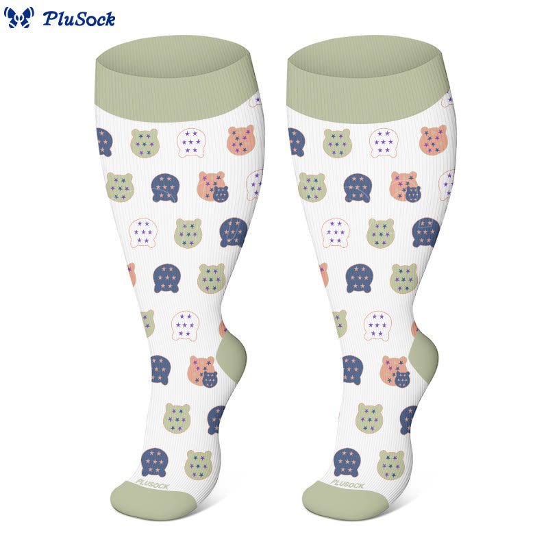 Plus Size Maple Leaf Butterfly Bear Compression Socks(3 Pairs) - image 10