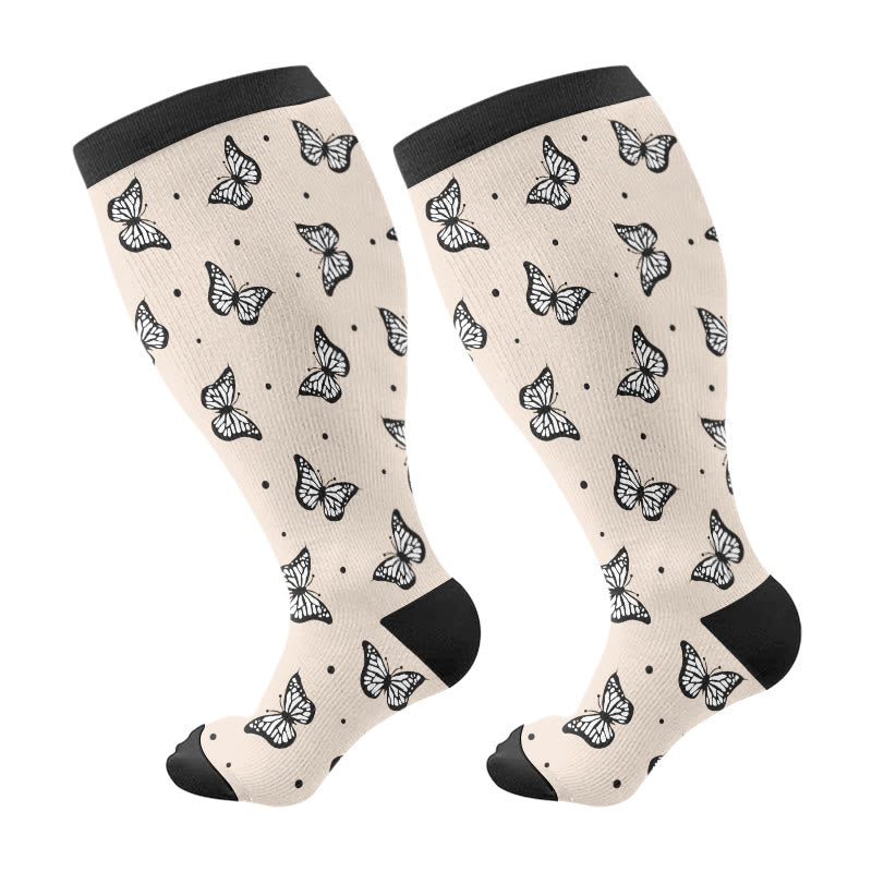 Plus Size Maple Leaf Butterfly Bear Compression Socks(3 Pairs) - Camel(1 Pair) - 4XL - image 13
