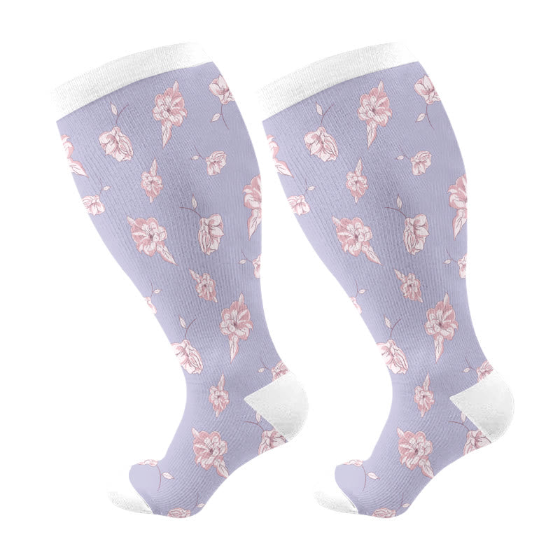 Plus Size Maple Leaf Butterfly Bear Compression Socks(3 Pairs) - Purple(1 Pair) - 4XL - image 15