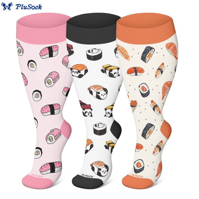 Plus Size Sushi Compression Socks(3 Pairs) - image 0