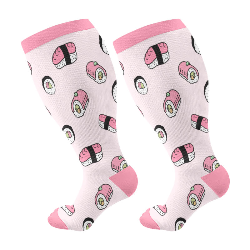 Plus Size Sushi Compression Socks(3 Pairs) - Pink(1 Pair) - 4XL - image 5
