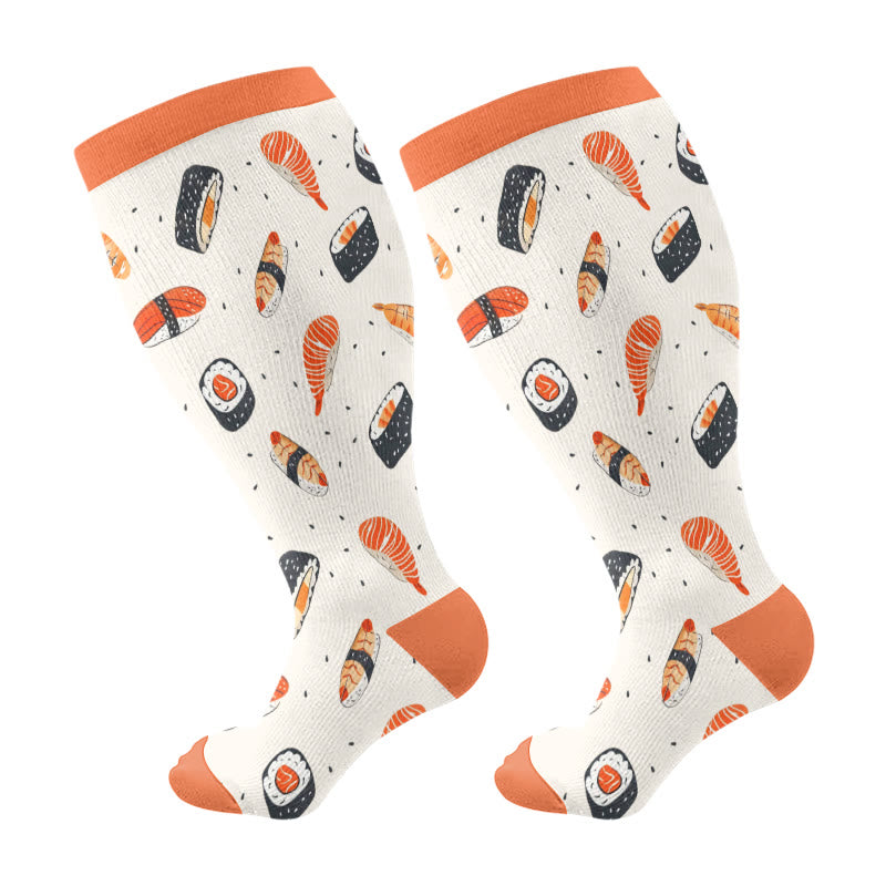 Plus Size Sushi Compression Socks(3 Pairs) - Orange(1 Pair) - 4XL - image 7