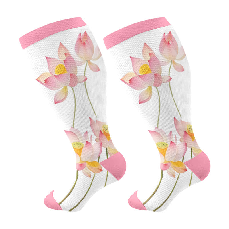 Plus Size Lucky Days Compression Socks(3 Pairs) - Pink(1 Pair) - 4XL - image 5