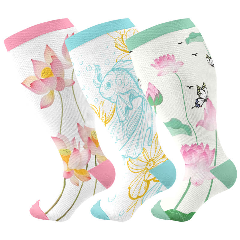 Plus Size Lucky Days Compression Socks(3 Pairs) - Multicolor - 4XL - image 1