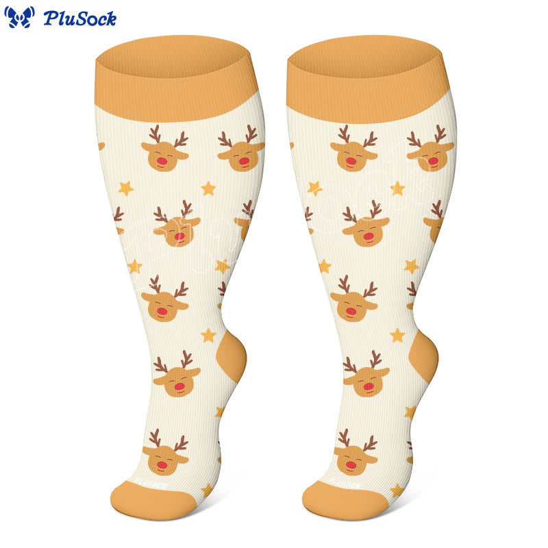 Plus Size Deer Block Tree Compression Socks(3 Pairs) - image 2