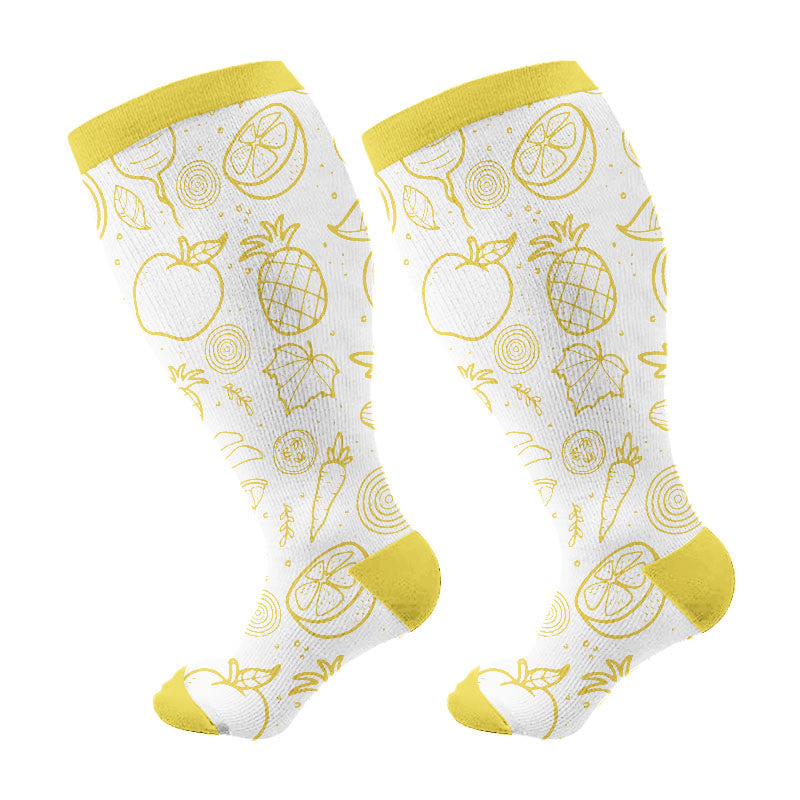Plus Size Vegetable Series Compression Socks(3 Pairs) - Yellow(1 Pair) - 4XL - image 5