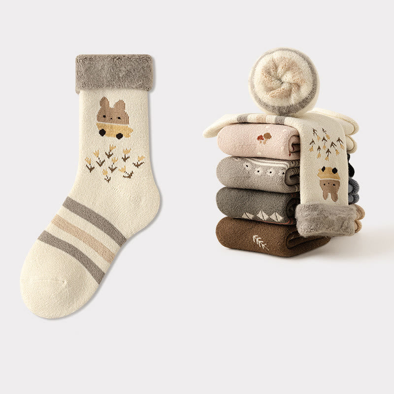 Plusock Cute Cartoon Quarter Socks(5 Pairs) - Beige - EU36-41(US3-7.5) - image 11