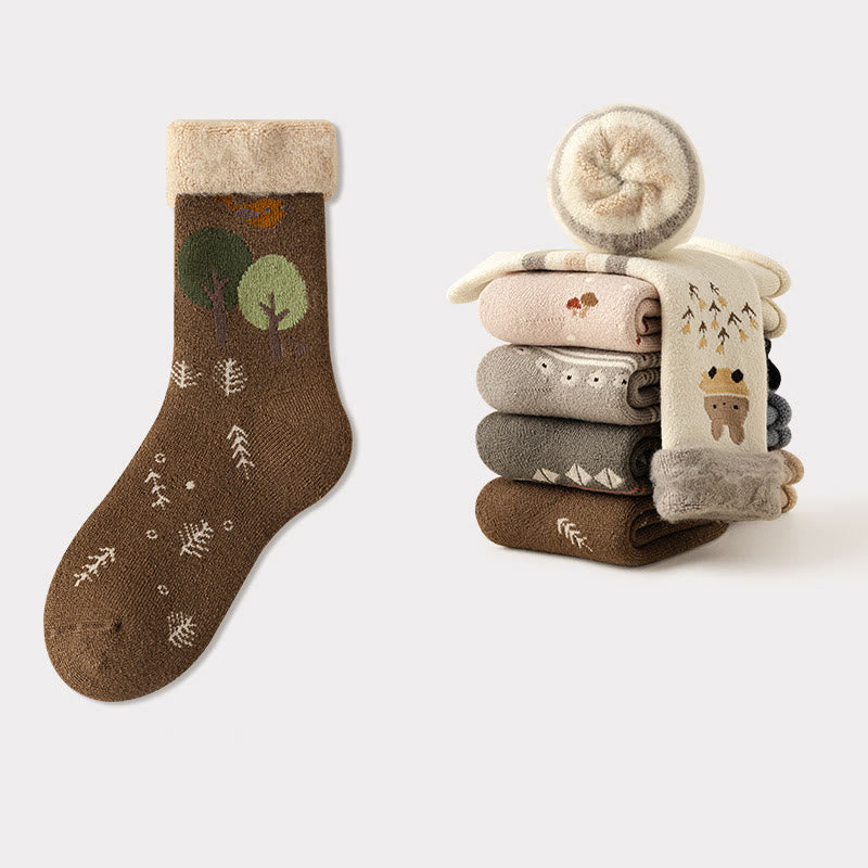 Plusock Cute Cartoon Quarter Socks(5 Pairs) - Coffee - EU36-41(US3-7.5) - image 14
