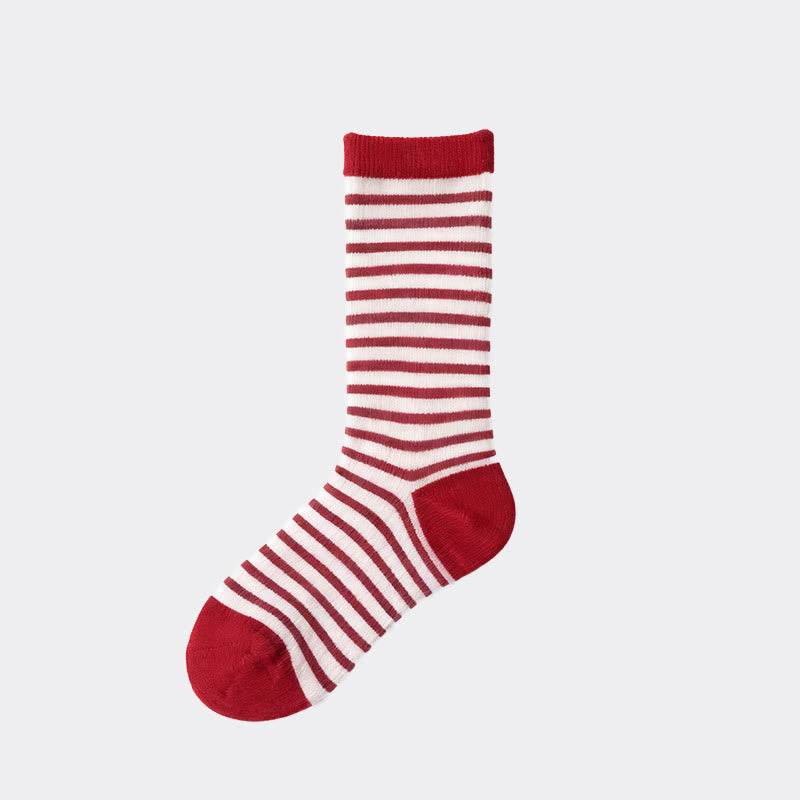 Plusock Plus Size Retro Stripes Quarter Socks(5 Pairs) - Red - EU36-43(US3-9) - image 5