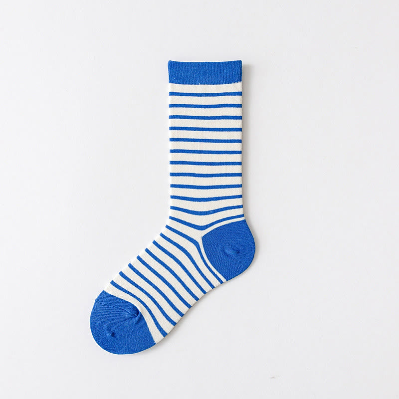 Plusock Plus Size Retro Stripes Quarter Socks(5 Pairs) - Blue - EU36-43(US3-9) - image 9