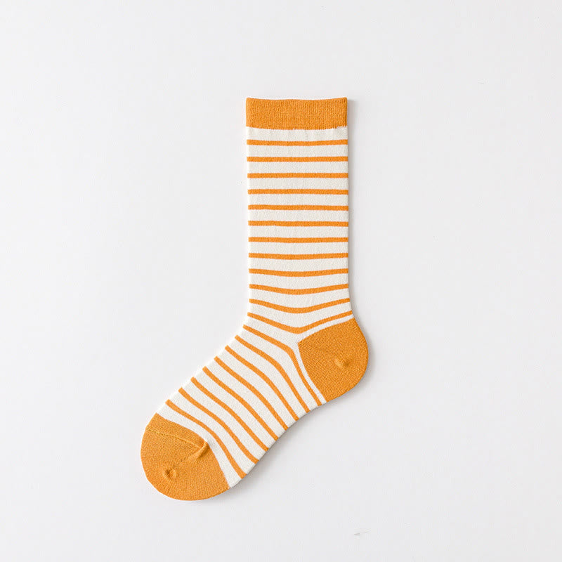 Plusock Plus Size Retro Stripes Quarter Socks(5 Pairs) - Yellow - EU36-43(US3-9) - image 6