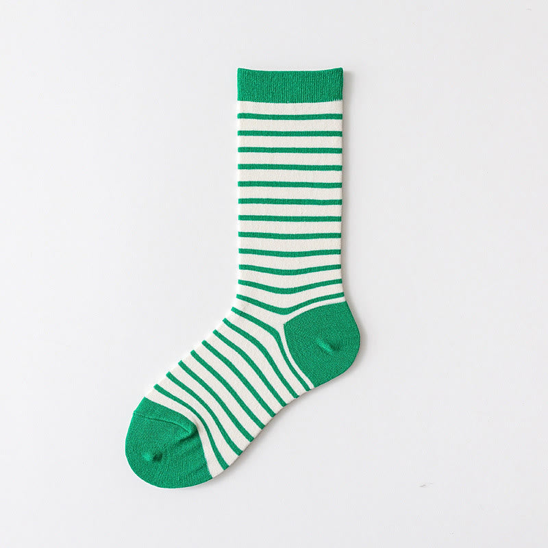 Plusock Plus Size Retro Stripes Quarter Socks(5 Pairs) - Green - EU36-43(US3-9) - image 8