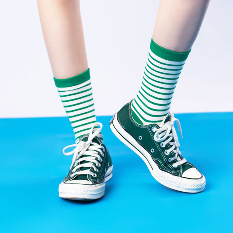 Plusock Plus Size Retro Stripes Quarter Socks(5 Pairs) - image 2