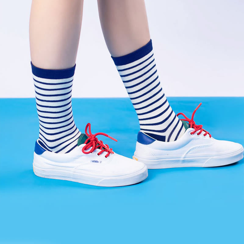 Plusock Plus Size Retro Stripes Quarter Socks(5 Pairs) - image 3