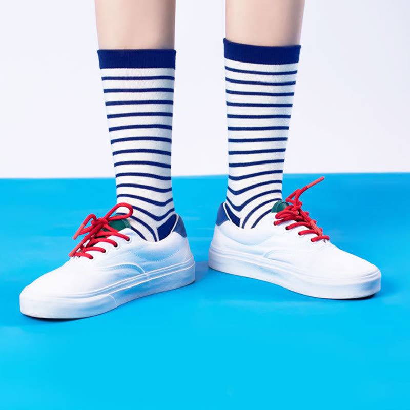 Plusock Plus Size Retro Stripes Quarter Socks(5 Pairs) - image 4