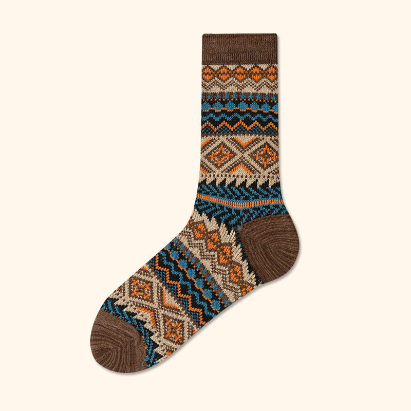 Plusock Plus Size Diamond Stripes Quarter Socks(4 Pairs) - Coffee - EU39-44(US6-10) - image 15