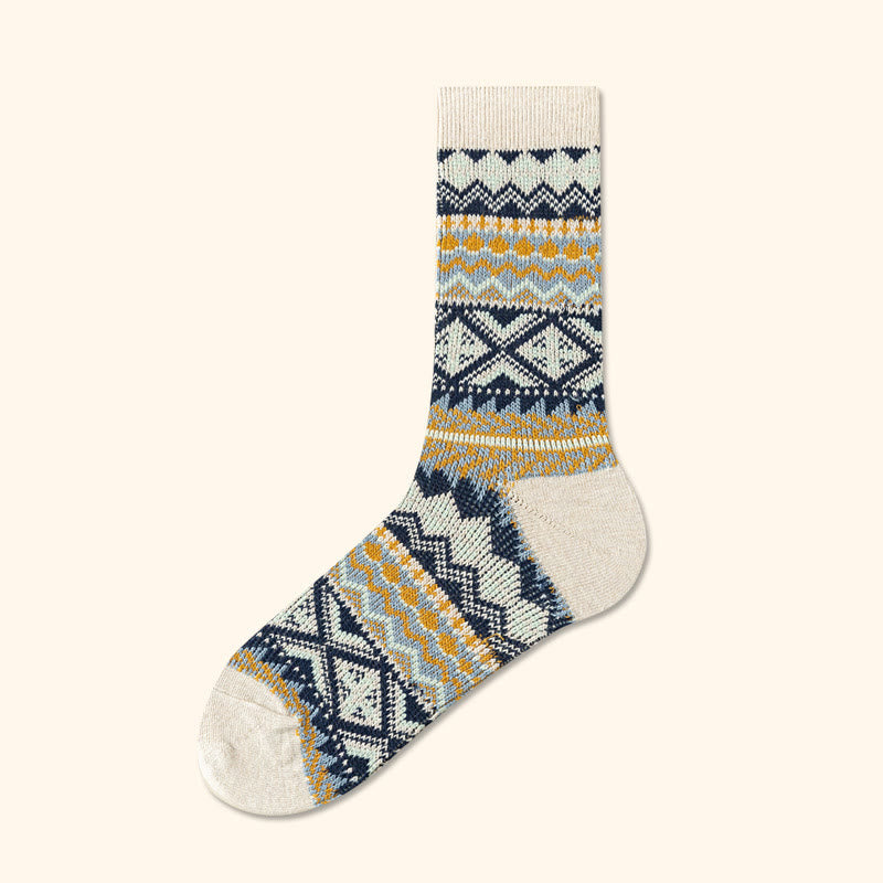 Plusock Plus Size Diamond Stripes Quarter Socks(4 Pairs) - Beige - EU39-44(US6-10) - image 10