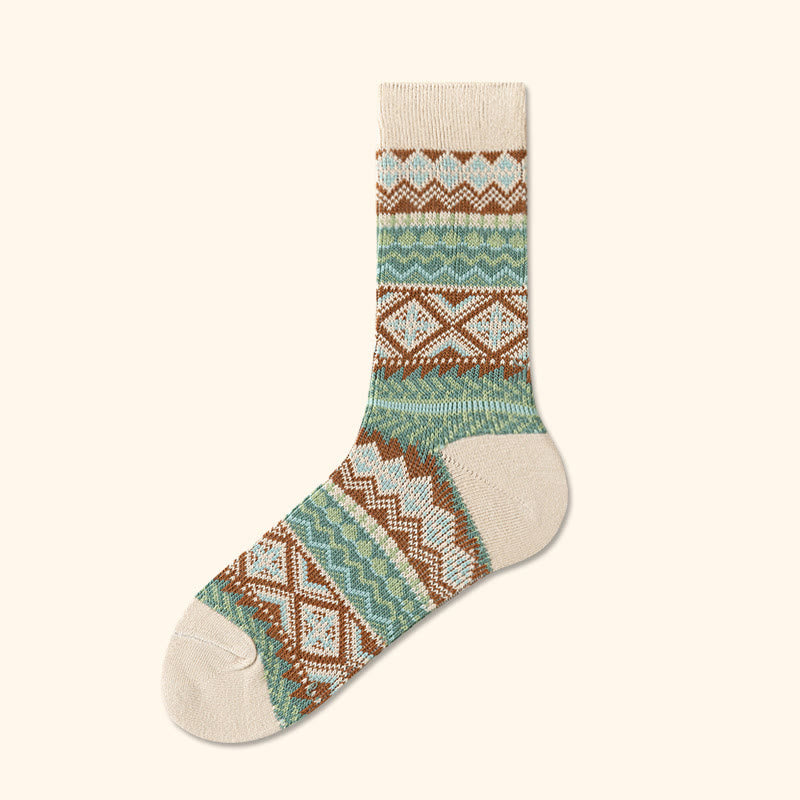 Plusock Plus Size Diamond Stripes Quarter Socks(4 Pairs) - Khaki - EU39-44(US6-10) - image 11