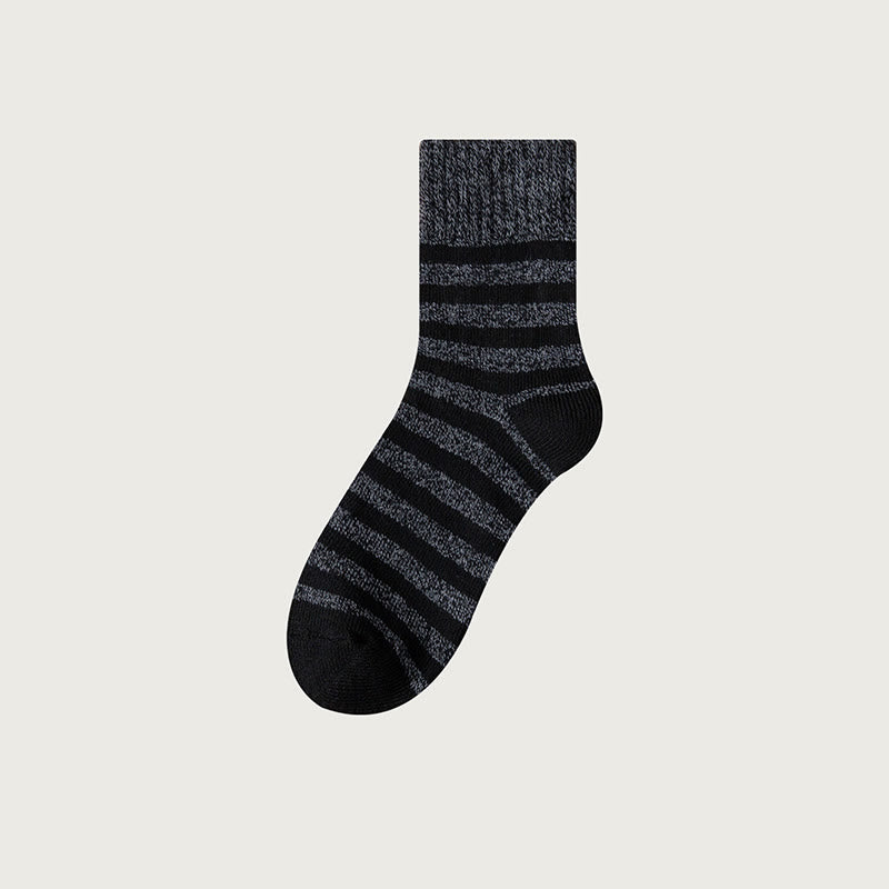 Plusock Plus Size Classic Stripes Quarter Socks(4 Pairs) - Black - EU39-44(US6-10) - image 9